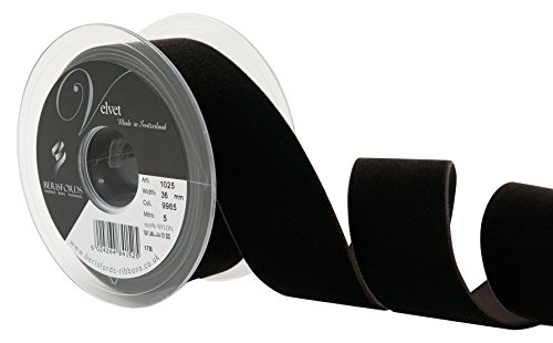 Berisfords Schleifenband Samt, Schwarz (Black Coffee), 36 mm x 5 m von Berisfords