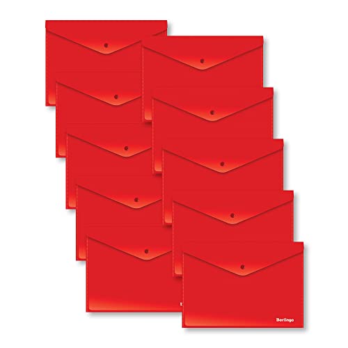 Berlingo Dokumententasche, A4 Format, PP, 100 Blatt, 180 Mikron, Druckknopf Verschluss (horizontal, rot glänzend) von Berlingo