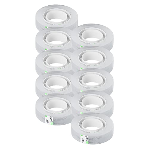 Berlingo Klebeband Set, 12 Stück, 12mm breit, 33m lang, 38 Mikron, Transparent, für das Büro, das Home Office oder die Schule und Uni von Berlingo