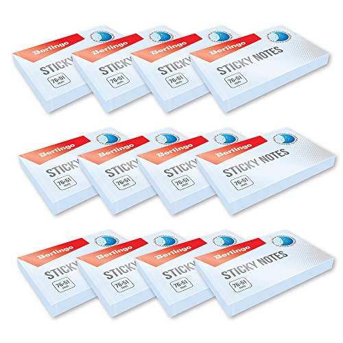 Berlingo Klebezettel Block, 76x51 mm, 12 Blöcken, 100 Blatt pro Block, klebende Notizzettel für Notizen und To-Do-Listen, Serie Standard, blau von Berlingo