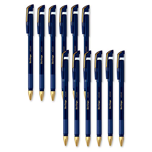 Berlingo Kugelschreiber Set, 12 Stück, mit Kappe, Blau, 0,7 mm Strichbreite, für das Büro, das Home Office oder die Schule und Uni, Serie xGold von Berlingo