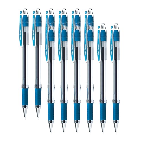 Berlingo Kugelschreiber Set, 12 Stück, mit Kappe, Blau, 0.4 mm Strichbreite, für das Büro, das Home Office oder die Schule und Uni, Serie I-10 von Berlingo