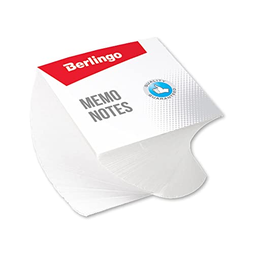 Berlingo Notizklotz, 80 x 80mm, 1 Blöck, 500 Blatt, verklebt, verdrillte, Notizzettel für das Büro, das Home Office oder die Schule und Uni, weiß farbe von Berlingo