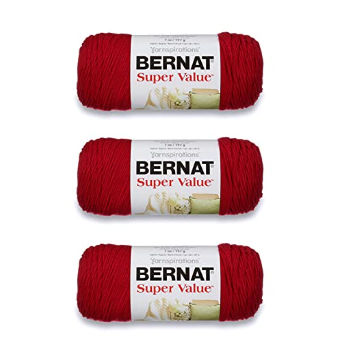 Bernat 16405353436P03 Super Wert Garn, Acryl, Kirschrot, 3 Pack, 3 stück von Bernat