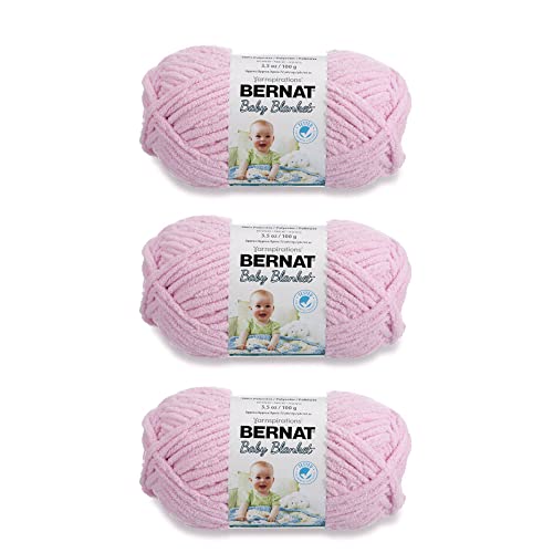 Bernat Baby Blanket Baby Pink Garn – 3 Pack von 100 g – Polyester – 6 super sperrig – 72 Meter – Stricken, Häkeln, Basteln & Amigurumi, grobes Chenille-Garn von Bernat