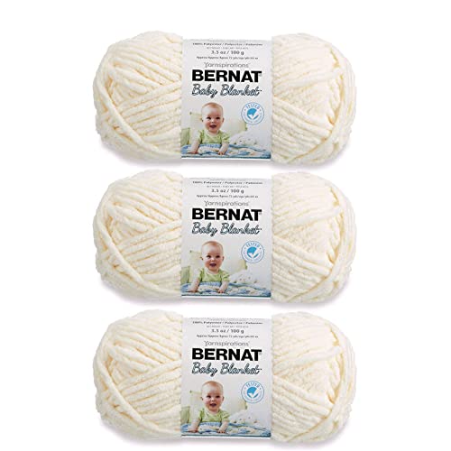 Bernat Babydecke, Vanille-Garn, 3 Stück, 100 g, Polyester, 6 Super sperrig, 72 Meter, Stricken/Häkeln von Bernat