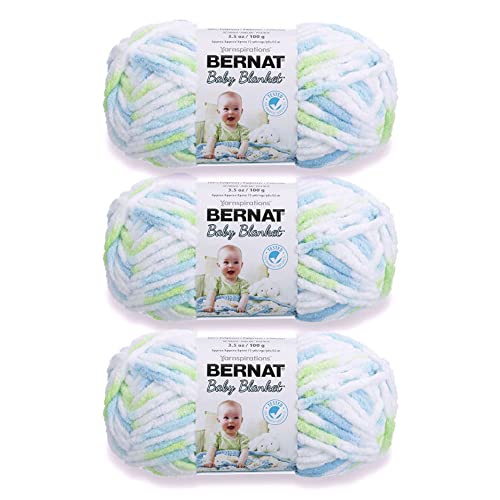 Bernat Babydecke, lustige Drucke, Garn, 3 Packungen mit 100 g, Polyester, 6 super sperrig, 72 m, zum Stricken/Häkeln von Bernat