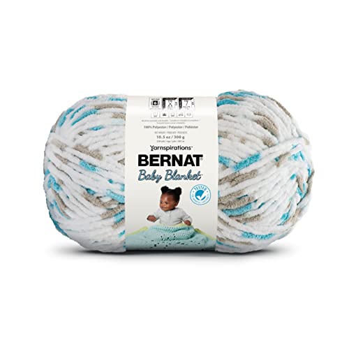 Bernat Babydecke BB Little Teal Dove Print Garn – 1 Packung mit 300 g – Polyester – #6 Super Bulky – 220 Meter – Stricken/Häkeln von Bernat