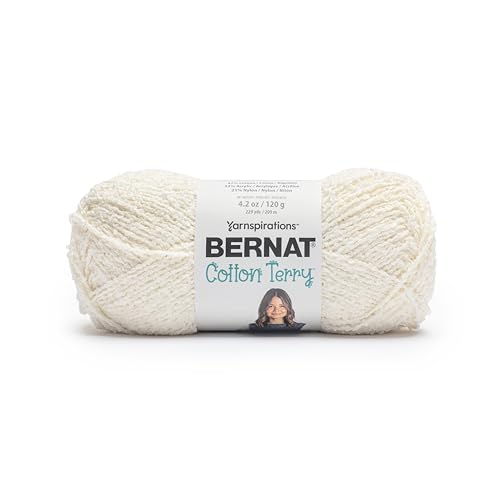 Bernat Baumwoll-Frottee-Baumwollgarn, 3 Stück, 120 g, 47% Baumwolle, 32% Acryl, 21% Nylon, #4 Kammgarn (Medium), 209 m, zum Stricken, Häkeln und Amigurumi von Bernat