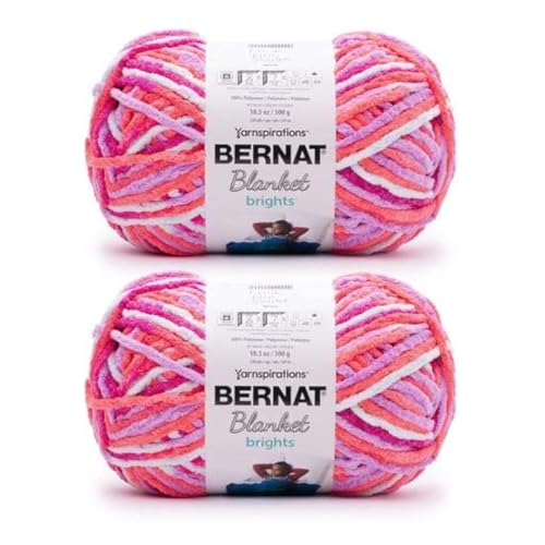 Bernat Blanket Brights 300 g Neon Sherbet Garn – 2 Packungen mit 300 g – Polyester – 6 Super Bulky – Stricken/Häkeln von Bernat