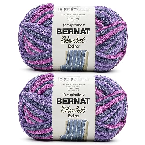 Bernat Blanket Extra Purple Sunset Garn – 2 Packungen mit 300 g – Polyester – #7 Jumbo – 90 Meter – Stricken, Häkeln, Basteln und Amigurumi von Bernat