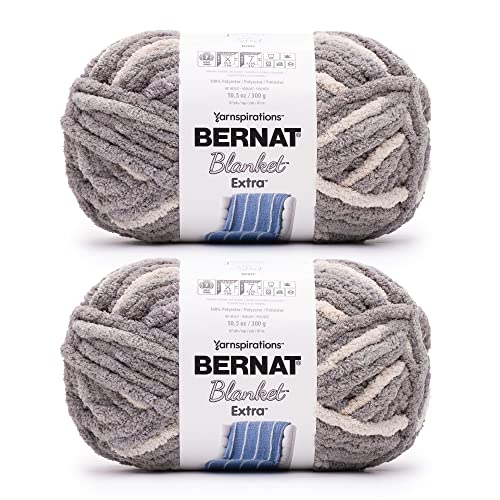 Bernat Blanket Extra Silver Steel Garn – 2 Stück 300 g – Polyester – 7 Jumbo – 90 Meter – Stricken, Häkeln, Basteln und Amigurumi, grobes Chenille-Garn von Bernat