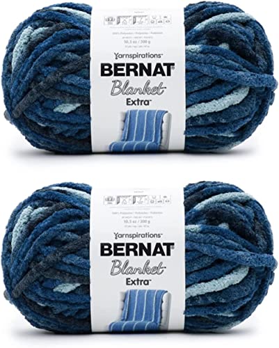 Bernat Blanket Extra Teal Dreams Garn – 2 Packungen mit 300 g – Polyester – 7 Jumbo – 90 Meter – Stricken, Häkeln, Basteln und Amigurumi, grobes Chenille-Garn von Bernat