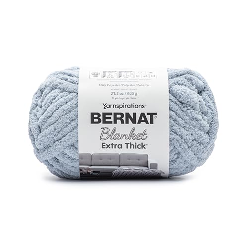 Bernat Blanket Extra dickes Garn in Nebelblau, 1 Packung mit 598,74 g, 100% Polyester, 7 Jumbo, 72 Meter zum Stricken, Häkeln, Basteln und Amigurumi, grobes Chenille-Garn von Bernat