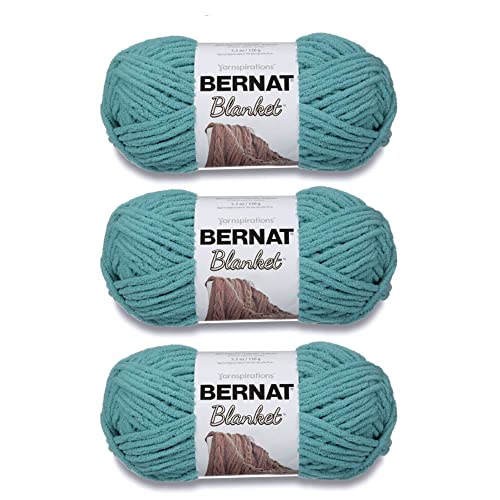 Bernat Blanket Light Teal Garn – 3 Packungen mit 150 g – Polyester – 6 super sperrig – 90 m – Stricken, Häkeln, Basteln und Amigurumi, grobes Chenille-Garn von Bernat