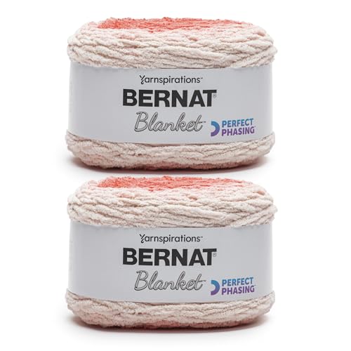 Bernat Blanket Perfect Phasing Crimson Cake Garn – 2 Packungen mit 299,37 g – 100% Polyester – #6 Super Bulky – 220 Meter zum Stricken, Häkeln, Basteln und Amigurumi von Bernat