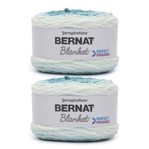 Bernat Blanket Perfect Phasing Deep Teal Kuchengarn – 2 Packungen mit 299,37 g – 100% Polyester – #6 Super Bulky – 220 Meter zum Stricken, Häkeln, Basteln und Amigurumi, grobes Chenille-Garn von Bernat