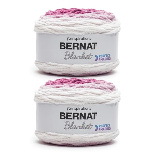 Bernat Blanket Perfect Phasing Fuchsia Kuchengarn – 2 Packungen mit 299,37 g – 100% Polyester – #6 Super Bulky – 220 Meter zum Stricken, Häkeln, Basteln und Amigurumi, grobes Chenille-Garn von Bernat