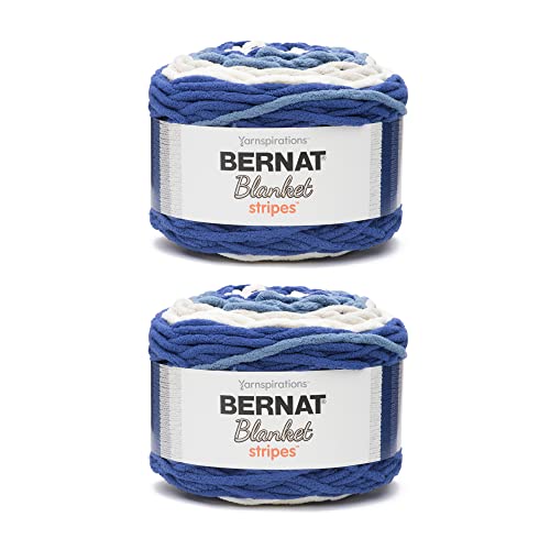 Bernat Blanket Stripes Cape Cod Garn – 2 Packungen mit 300 g – Polyester – 6 super sperrig – 220 Meter – Stricken/Häkeln von Bernat