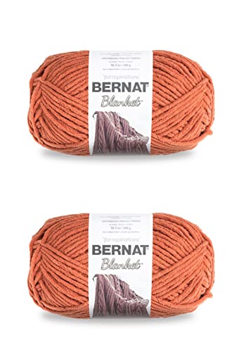 Bernat Blanket Super Bulky Acrylgarn – 2 Packungen mit 300 g #6 Chunky Chenille, schweres Garn zum Stricken und Häkeln, Amigurumi, dicke Decken (Kürbis-Gewürz, 220 m, 2er-Pack) von Bernat