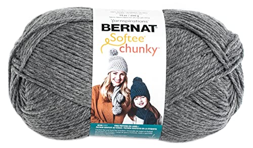 Bernat Big Ball Chunky Solid Garn, 400 g, super sperrig, 6 Gauge, 100% Acryl, True Grey – maschinenwaschbar und trocknergeeignet von Spinrite