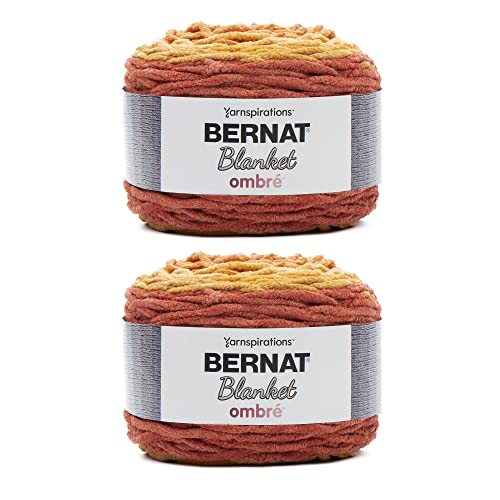 Bernat Blanket Ombre Orange Crush Ombre Garn – 2 Packungen mit 300 g – Polyester – 6 super sperrig – 220 Meter – Stricken, Häkeln und Basteln, grobes Chenille-Garn von Bernat