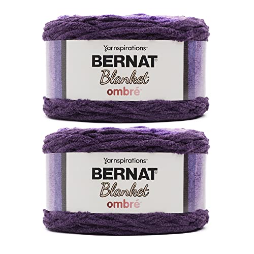 Bernat Blanket Ombre Auberginen-Ombré-Garn – 2 Packungen mit 300 g – Polyester – 6 super sperrig – 220 Meter – Stricken, Häkeln und Basteln, grobes Chenille-Garn von Bernat