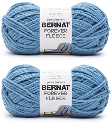 Bernat Forever Fleece Ball Point Blue Garn – 2 Packungen mit 280 g – Polyester – 6 super sperrig – 190 Meter – Stricken, Häkeln und Basteln von Bernat