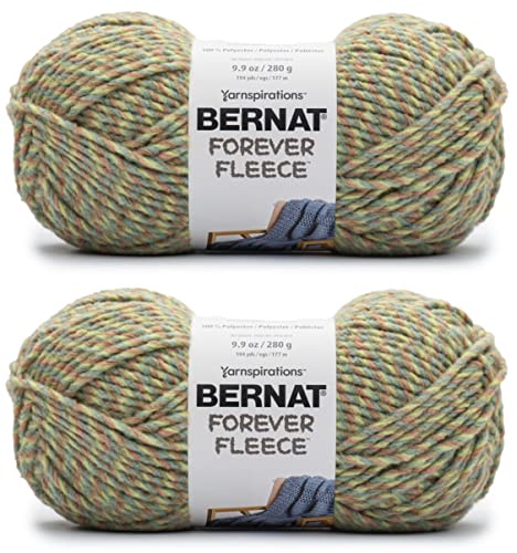 Bernat Forever Fleece Croton Green Garn – 2 Packungen mit 280 g – Polyester – 6 Super Bulky – 194 Meter – Stricken/Häkeln von Bernat