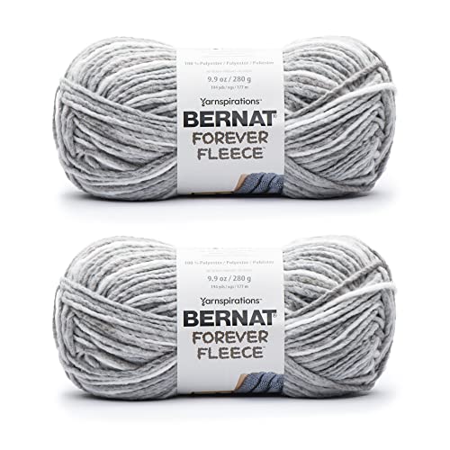 Bernat Forever Fleece Garn, 6 Super Bulky, Polyester, Stricken, Häkeln, 280 g, 177 m, Jasmin (Grau), 2 Stück von Bernat