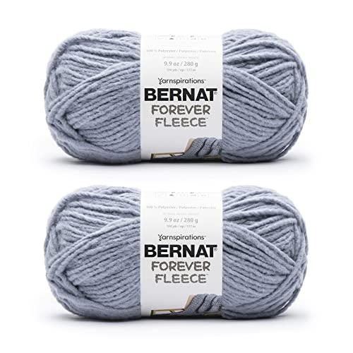 Bernat Forever Fleece Garn, 6 Super Bulky, Polyester, Stricken, Häkeln, 280 g, 177 m, Wacholder (Blau), 2 Stück von Bernat