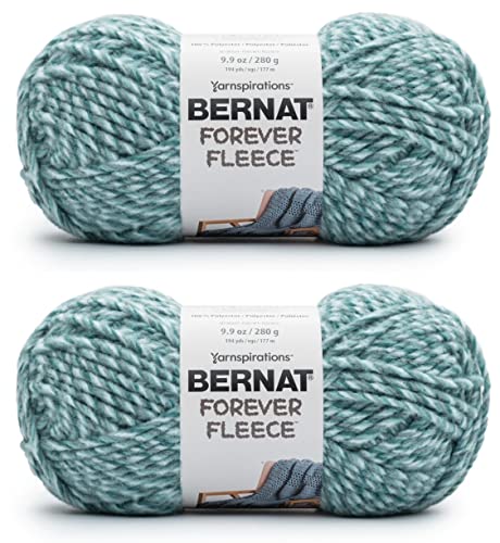 Bernat Forever Fleece Leisure Teal Garn, 2 Packungen mit 280 g, Polyester, 6 super sperrig, 190 Meter – Stricken, Häkeln und Basteln von Bernat