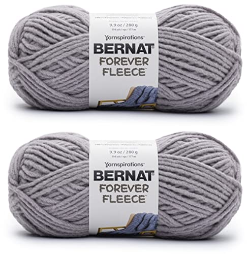 Bernat Forever Fleece Lunar Gray Garn – 2 Packungen mit 280 g – Polyester – 6 Super Bulky – 194 Meter – Stricken/Häkeln von Bernat