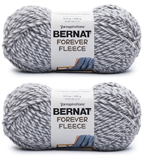 Bernat Forever Fleece Smoke Garn – 2 Packungen mit 280 g – Polyester – 6 super sperrig – 190 Meter – Stricken, Häkeln und Basteln von Bernat