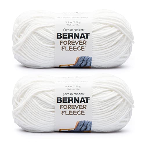 Bernat Forever Fleece White Noise Garn – 2 Packungen mit 280 g – Polyester – 6 super sperrig – 190 Meter – Stricken, Häkeln und Basteln von Bernat