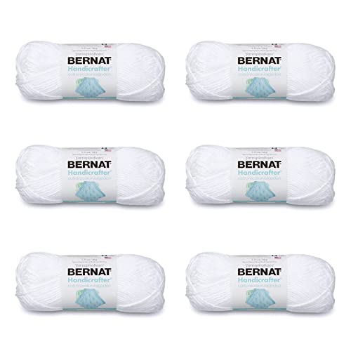 Bernat Handicrafter Cotton White Garn – 6 Pack von 50 g – Baumwolle – 4 Medium (Kammgarn) – 80 Meter – Stricken, Häkeln und Basteln von Bernat