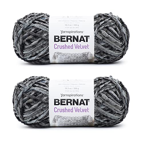 Bernat Knautschsamt Dunkelgraues Garn – 2 Packungen mit 300 g – Polyester – 5 sperrig – 300 Meter – Stricken/Häkeln von Bernat