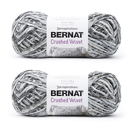 Bernat Pannesamt-Garn, weich, grau, 2 Packungen mit 300 g, Polyester, 5 sperrig, 300 m, Stricken/Häkeln von Bernat