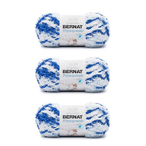 Bernat Pipsqueak Blue Jean Swirl Garn – 3 Packungen mit 100 g – Polyester – 5 Bulky – 90 m – Stricken/Häkeln von Bernat