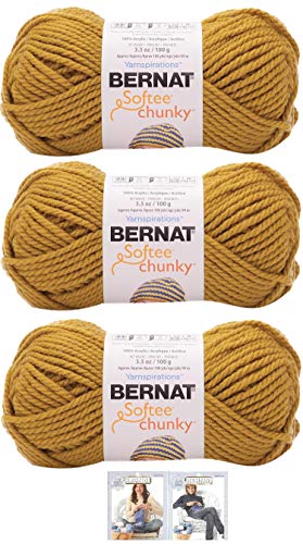 Bernat Softee Chunky Garn Bundle Super Bulky Nummer 6, 3 Knäuel (Messing) von Bernat