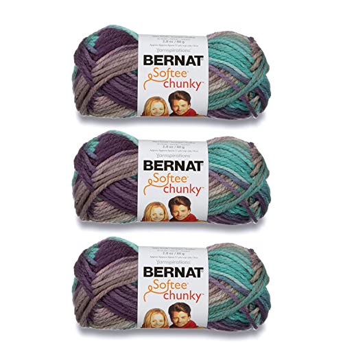 Bernat Softee Chunky Shadow Garn – 3 Packungen mit 80 g – Acryl – 6 super sperrig – 70 Meter – Stricken/Häkeln von Bernat