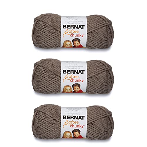 Bernat Softee Chunky Taupe Gray Garn – 3 Packungen mit 100 g – Acryl – 6 super sperrig – 108 Meter – Stricken/Häkeln von Bernat