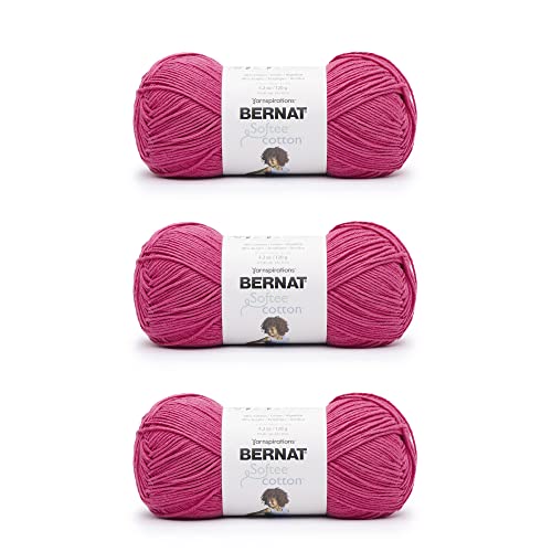 Bernat Softee Cotton Fuchsia Garn – 3 Pack von 120 g – Nylon – 3 DK (leicht) – 220 Meter – Stricken, Häkeln und Basteln von Bernat