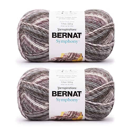 Bernat Symphony Pebbles Garn – 2 Packungen mit 225 g – Nylon – 5 sperrig – 309 Meter – Stricken, Häkeln und Basteln von Bernat