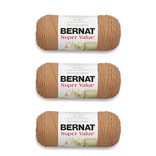 Bernat Topas-Garn – 3 Packungen mit 198 gr – Acryl – 4 Medium (Kammgarn) – 400 m – Stricken/Häkeln von Bernat