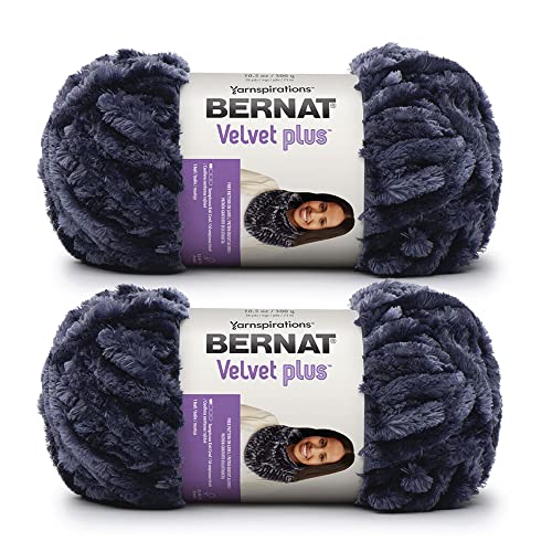 Bernat Velvet Plus Indigo Velvet Garn – 2 Packungen mit 300 g – Polyester – 6 Super Bulky – Stricken/Häkeln von Bernat