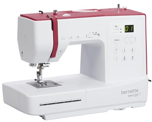 bernette sew&go 7 - elektronische Computer Nähmaschine, digitale Steuerung, einfache Bedienung, 80 Stiche, 7 Nähfüße, einstellbare Nähgeschwindigkeit, Start/Stopp-Funktion von Bernette