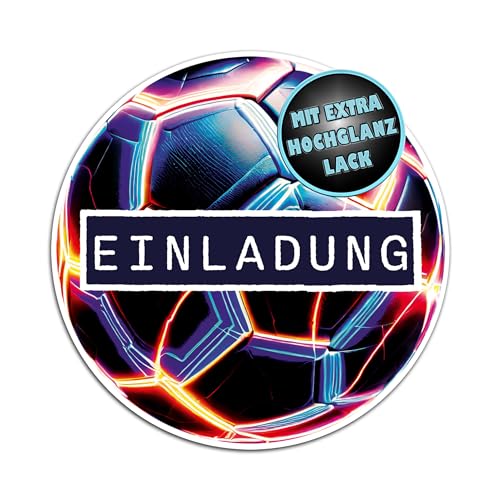 Berninja 12x Einladungskarten Fussball Einladungskarten Kindergeburtstag Junge, Fußball Einladungskarten Jungen für Jungs und Mädchen (Lava Fußball) von Berninja