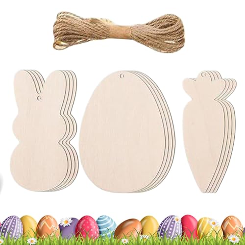 Bunny Ei Karotten leere Holzschilder | Bunny Eier Karotte unfertige Holzschilder - Frühlingsdekor Klassenzimmer handgefertigtes Handwerk für Kinder, Erwachsene von Berriphonia