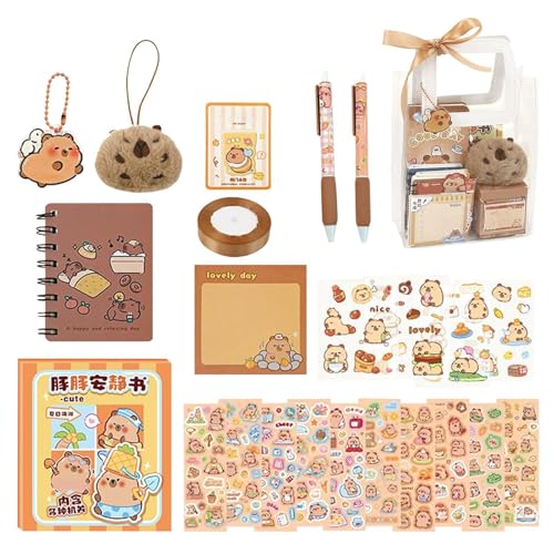 Capybara Stationery | Süße Capybara Stifte Sticky Notziete | Schreibtischverzierung, Kinderschule Accessoires, Rucksackanhänger, Schulnotiz Für Kinder von Berriphonia